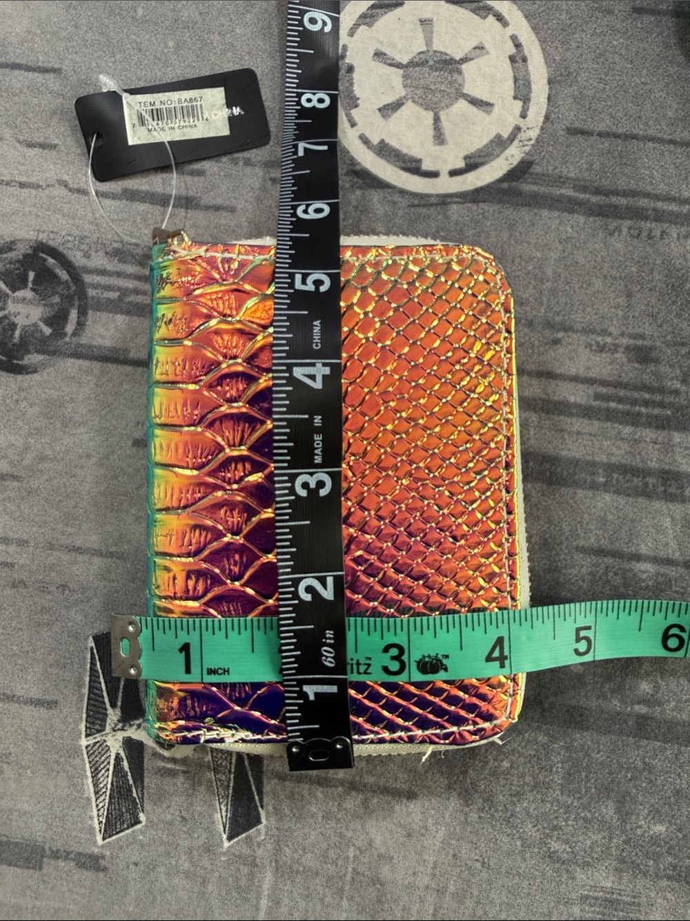 NWT MINKY HOLOGRAPHIC SNAKESKIN PRINT COLOR SHIFT ZIP WALLET - Picture 6 of 6